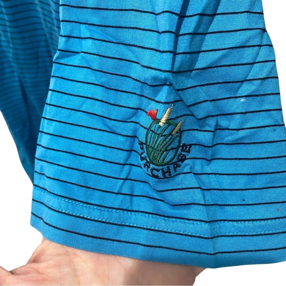 PETER MILLAR Men’s Polo Shirt Classic Style Blue Pinstripe Cotton Size L preppy - Picture 3 of 7